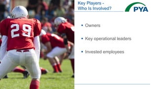 Key Players -
Who Is Involved?
 Owners
 Key operational leaders
 Invested employees
 