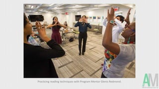 Practicing reading techniques with Program Mentor Glenis Redmond.
 