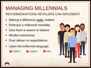 DON’T
35
 Making a difference really matters
 Embrace a millennial mentality
 Give them a reason to believe
 Mindful m...