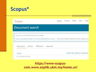 Scopus*
https://www-scopus-
com.www.ezplib.ukm.my/home.uri
 