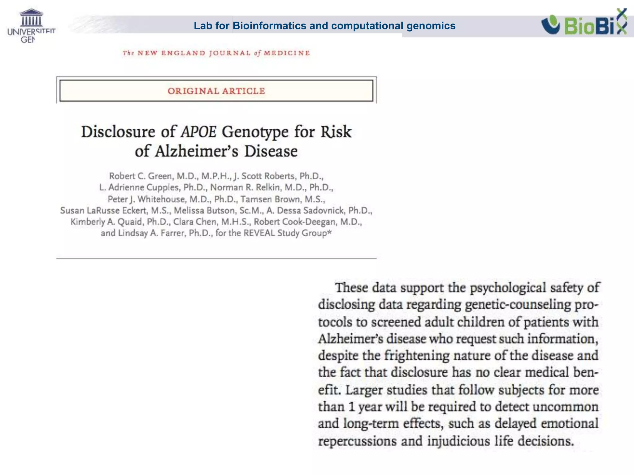 Lab for Bioinformatics and computational genomics
 