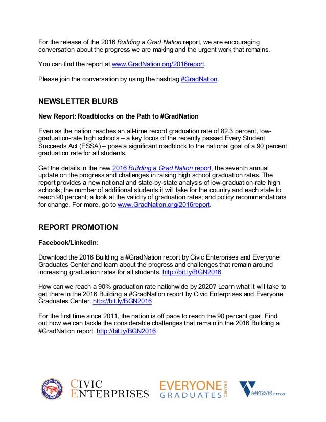 2016 Building a Grad Nation Partner and Community Toolkit  Slide 2