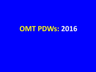 OMT PDW Issues
Good News
• Continued interest in proposing PDWs: 103 hours requested
(20 of which for divisional events, 4...