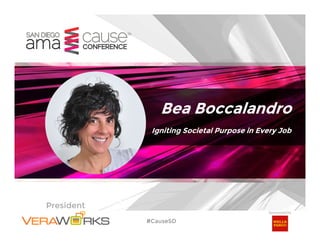 #CauseSD ™
™
Bea Boccalandro
Igniting Societal Purpose in Every Job
#CauseSD
Sponsored by
President
 
