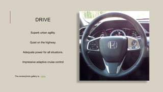 DRIVE
Superb urban agility.
Quiet on the highway.
Adequate power for all situations.
Impressive adaptive cruise control
The review/photo gallery is…here.
 