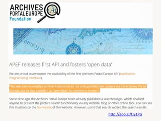 Datos abiertos, reutilización de la información y datos enlazados. Archivos y Patrimonio Documental Slide 54