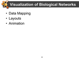 24
Visualization of Biological Networks
• Data Mapping
• Layouts
• Animation
 