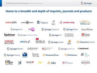 Publishing Scientific Research | March 2016 | Page 5
Home to a breadth and depth of imprints, journals and products
 