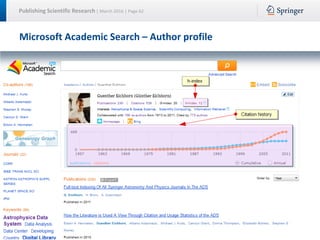 Publishing Scientific Research | March 2016 | Page 62
Microsoft Academic Search – Author profile
 