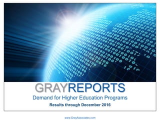 GRAYREPORTS
Demand for Higher Education Programs
www.GrayAssociates.com
Results through December 2016
 