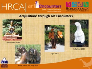 Acquisitions through Art Encounters
Enchantment 2009
Tigris 2013
Baby Bear 2015
Molly, Dieter and Suzy 2015
 