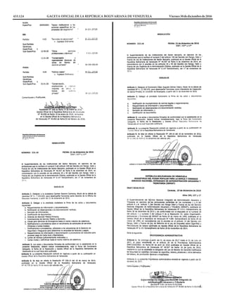 433.124 GACETA OFICIAL DE LA REPÚBLICA BOLIVARIANA DE VENEZUELA		 Viernes30dediciembrede2016
 