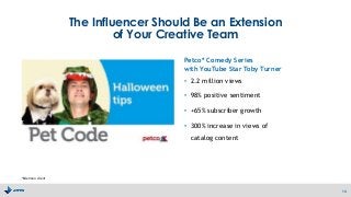 The Influencer Should Be an Extension
of Your Creative Team
Petco* Comedy Series
with YouTube Star Toby Turner
• 2.2 million views
• 98% positive sentiment
• +65% subscriber growth
• 300% increase in views of
catalog content
14
*Edelman client
 