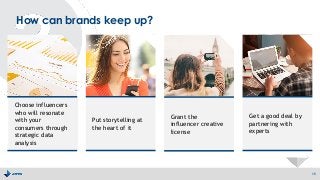 How can brands keep up?
15
Choose influencers
who will resonate
with your
consumers through
strategic data
analysis
Put storytelling at
the heart of it
Grant the
influencer creative
license
Get a good deal by
partnering with
experts
 