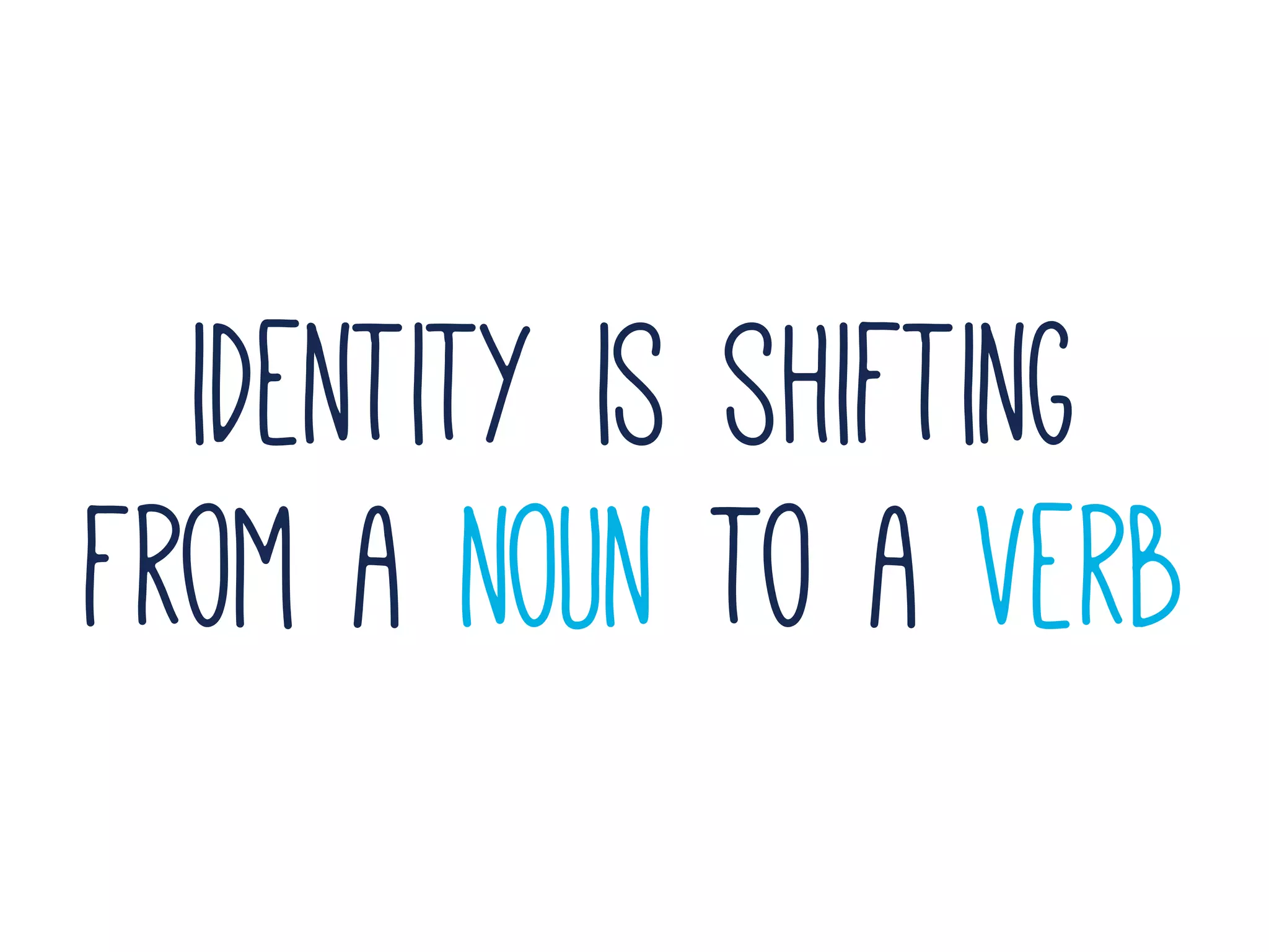identity is shifting
from a noun to a verb
 