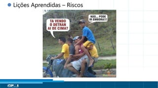Título do Slide
Máximo de 2 linhas
 Lições Aprendidas – Riscos
 