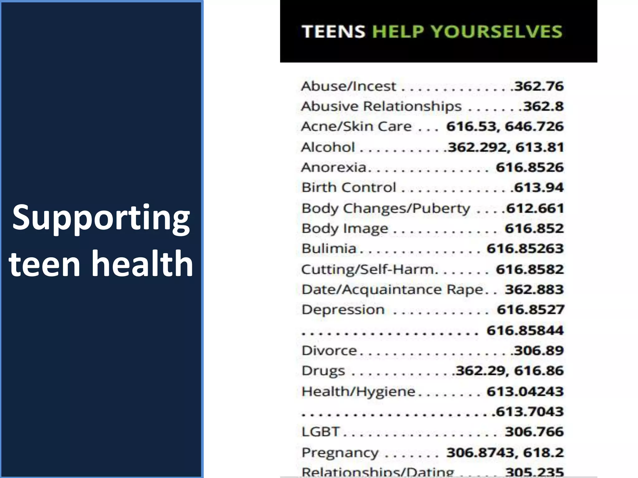 Supporting
teen health
 
