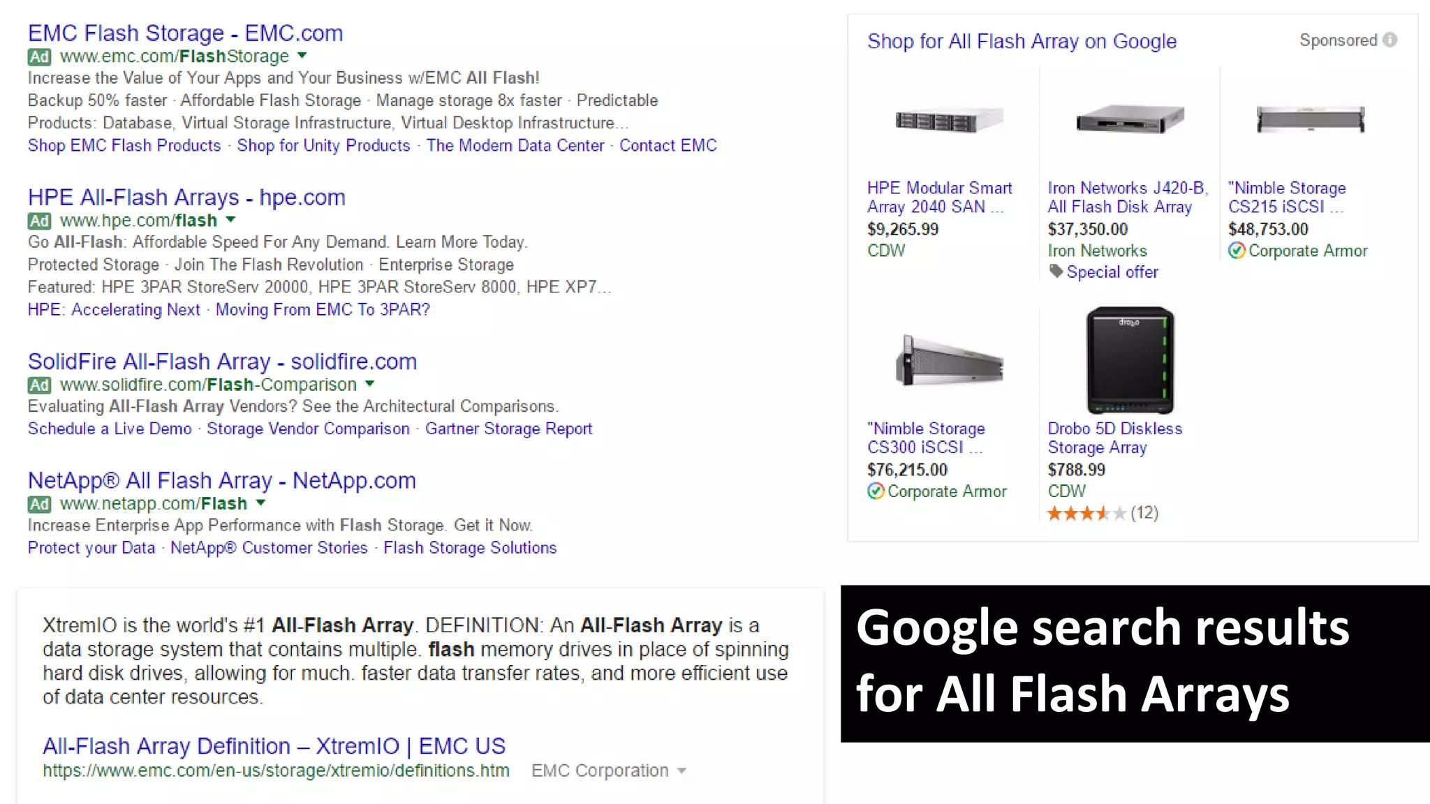 2016 Flash Memory Summit
Google search results
for All Flash Arrays
 