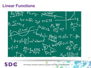 2016 Storage Developer Conference. Copyright © 2016 IBM. All Rights Reserved.
Linear Functions
3
 