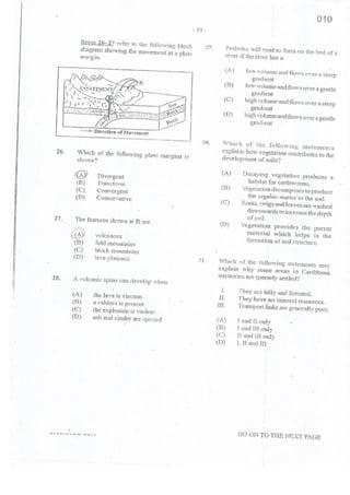 2016 CSEC GEOGRAPHY multiple choice past paper