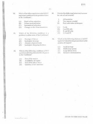 2016 CSEC GEOGRAPHY multiple choice past paper