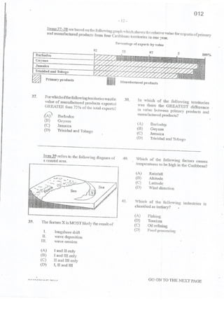 2016 CSEC GEOGRAPHY multiple choice past paper