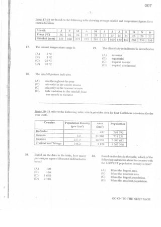 2016 CSEC GEOGRAPHY multiple choice past paper