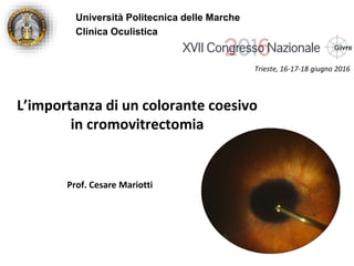 Trieste, 16-17-18 giugno 2016
L’importanza di un colorante coesivo
in cromovitrectomia
Prof. Cesare Mariotti
Università Politecnica delle Marche
Clinica Oculistica
 