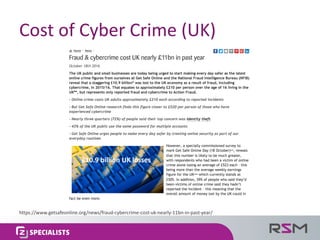Cost	of	Cyber	Crime	(UK)
https://www.getsafeonline.org/news/fraud-cybercrime-cost-uk-nearly-11bn-in-past-year/
 