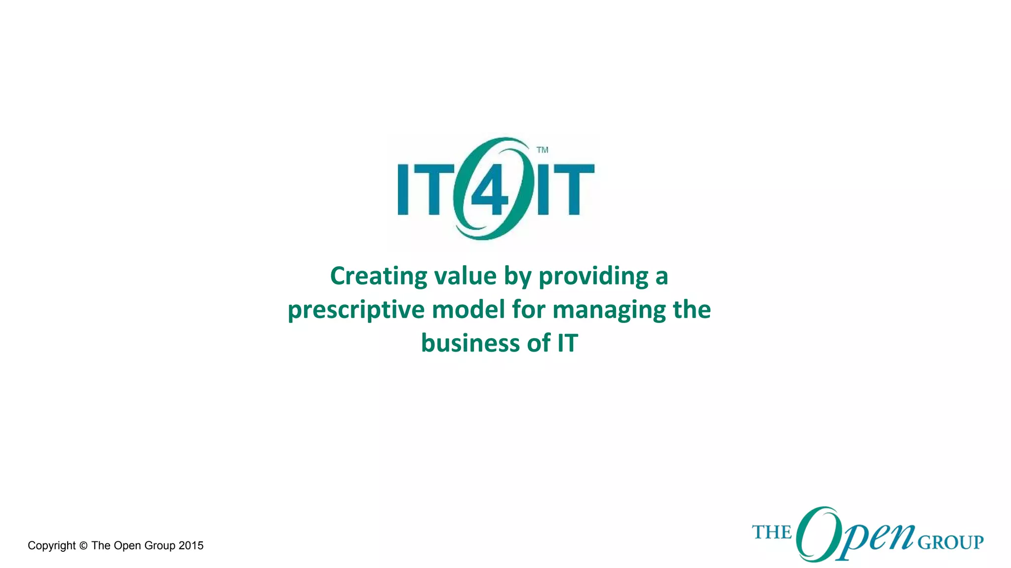 Copyright © The Open Group 2015
Creating value by providing a
prescriptive model for managing the
business of IT
 