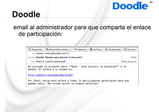 email al administrador para que comparta el enlace
de participación:
Doodle
49
 