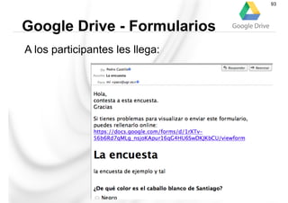 A los participantes les llega:
Google Drive - Formularios
93
 