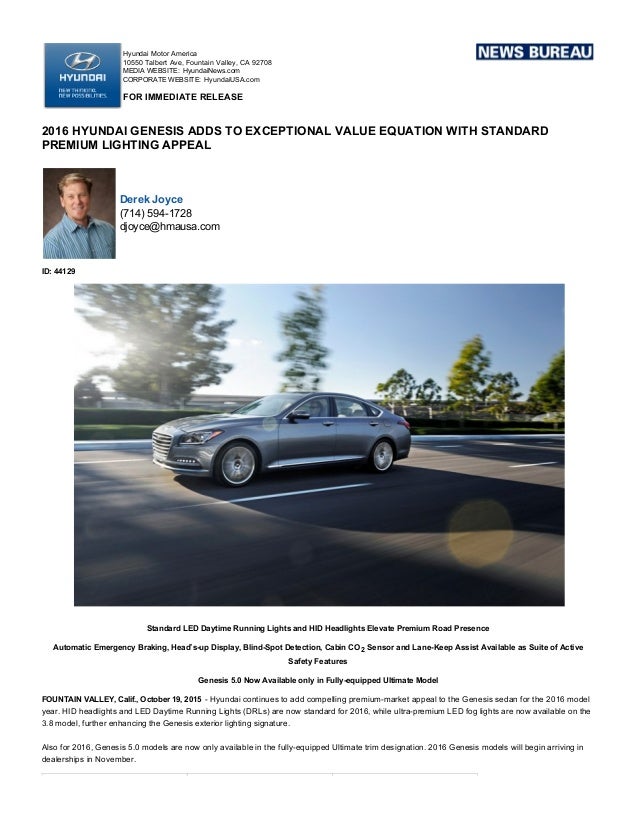 2016 hyundai genesis press release