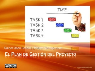 EL PLAN DE GESTIÓN DEL PROYECTO
raineropenschool.com
Rainer Open School – Project Management
 