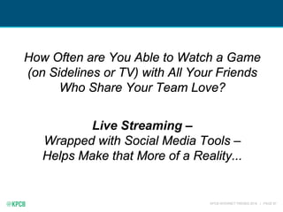 KPCB INTERNET TRENDS 2016 | PAGE 87
How Often are You Able to Watch a Game
(on Sidelines or TV) with All Your Friends
Who ...