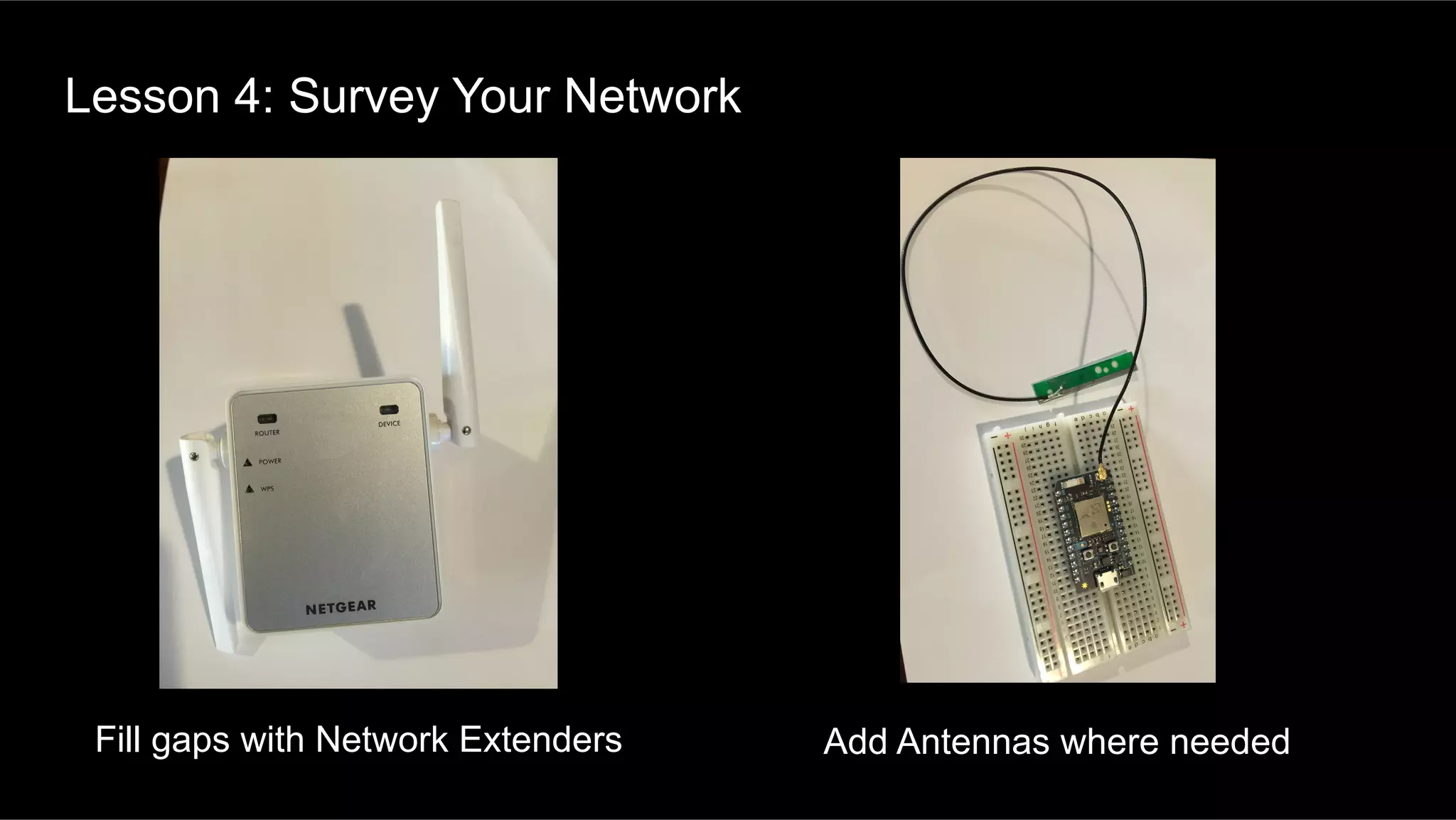 Lesson 4: Survey Your Network
Fill gaps with Network Extenders Add Antennas where needed
 