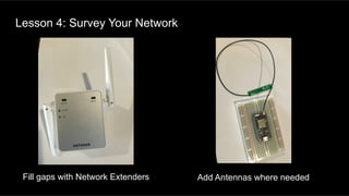 Lesson 4: Survey Your Network
Fill gaps with Network Extenders Add Antennas where needed
 