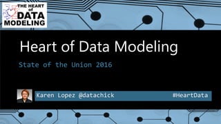 Karen Lopez @datachick #HeartData
Heart of Data Modeling
State of the Union 2016
 
