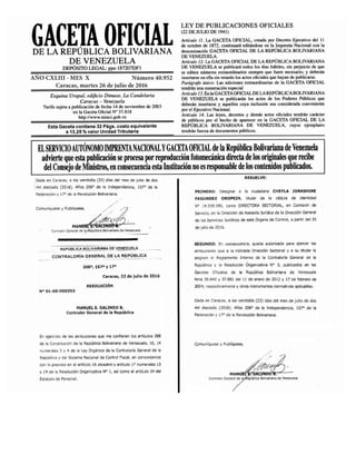 AÑO CXLIII - MES X		 Número 40.952
Caracas, martes 26 de julio de 2016
 