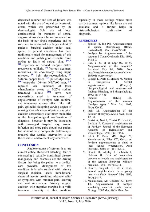 Unusual bleeding from scrotal skin angiokeratoma of scrotum PDF