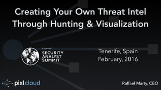 Raffael Marty, CEO
Creating Your Own Threat Intel
Through Hunting & Visualization
Tenerife, Spain
February, 2016
 