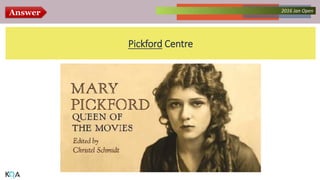 Answer Collected Works – asKQAnce 20142016 Jan Open
Pickford Centre
 