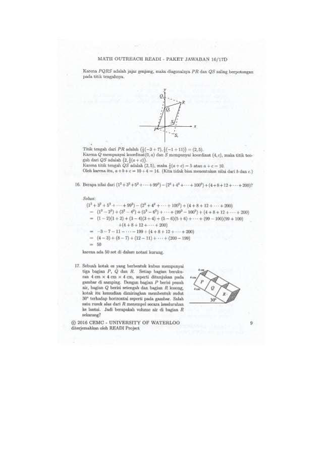 Latihan Soal HOTS Matematika dari READI (2016)