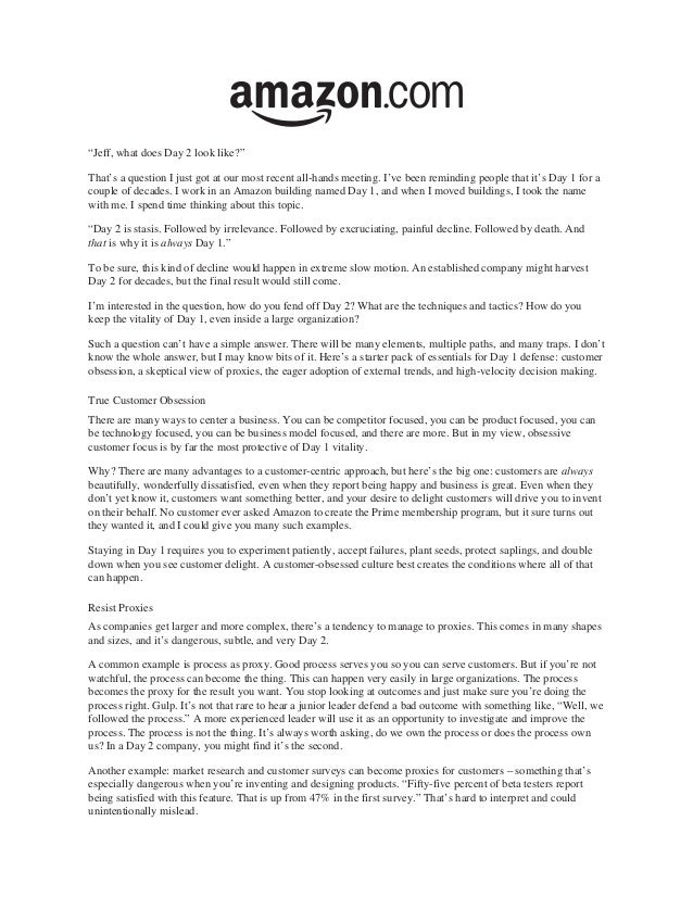 Jeff Bezos' 2016 Letter to Amazon Shareholders Jeff Bezos' 2016 Letter to Amazon Shareholders