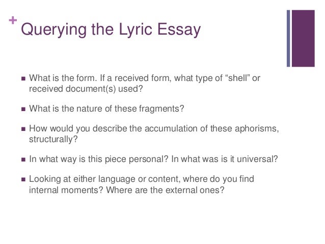 essay on the lyric