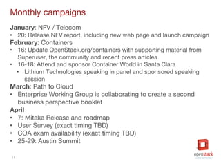 11
Monthly campaigns
 