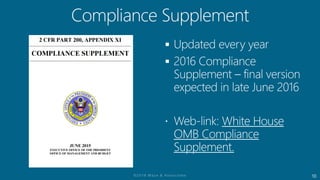 10
White House
OMB Compliance
Supplement.
 