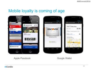 44
Mobile loyalty is coming of age
Apple Passbook Google Wallet
#MEtrends2016
 