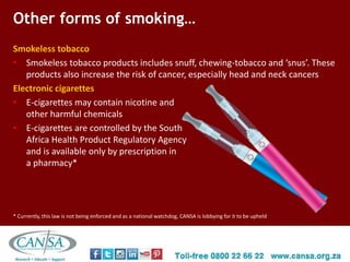 CANSA - Know the Dangers behind the Smoke 2016 | PPTX CANSA - Know the Dangers behind the Smoke 2016 | PPTX