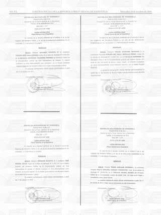 431.372 GACETA OFICIAL DE LA REPÚBLICA BOLIVARIANA DE VENEZUELA		 Miércoles 19 de octubre de 2016
 